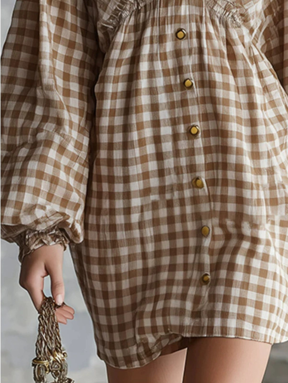 H&M  Retro Casual Khaki Plaid Mini Skirt for Women